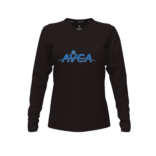 [CUS-DFW-TEES-PER-VNK-LSL-BLK-FYXS-LOGO1] Performance T-Shirt (Female Youth XS, Black, V Neck, Logo 1, Long Sleeve)