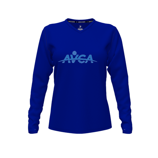 [CUS-DFW-TEES-PER-VNK-LSL-RYL-FYXS-LOGO1] Performance T-Shirt (Female Youth XS, Royal, V Neck, Logo 1, Long Sleeve)