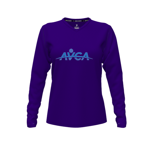 [FTLVPTPP-FYXS-LOGO1] Decker Performance T-Shirt (Female Youth XS, Purple, V Neck, Logo 1, Long Sleeve)