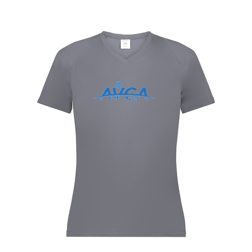 [2792.059.XS-LOGO1] Ladies Smooth Sport V-Neck T-Shirt (Female Adult XS, Gray, Logo 1)