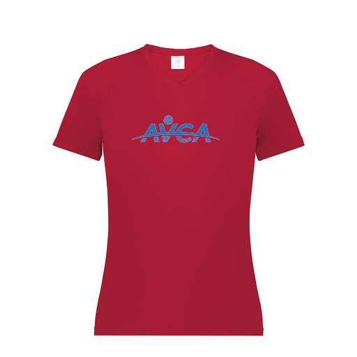 [2792.083.XS-LOGO1] Ladies Smooth Sport V-Neck T-Shirt (Female Adult XS, Red, Logo 1)